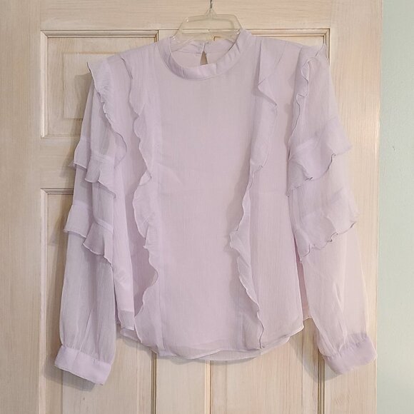 Ann Taylor Tops - Ann Taylor Mock neck Lavendar Sheer Blouse size S